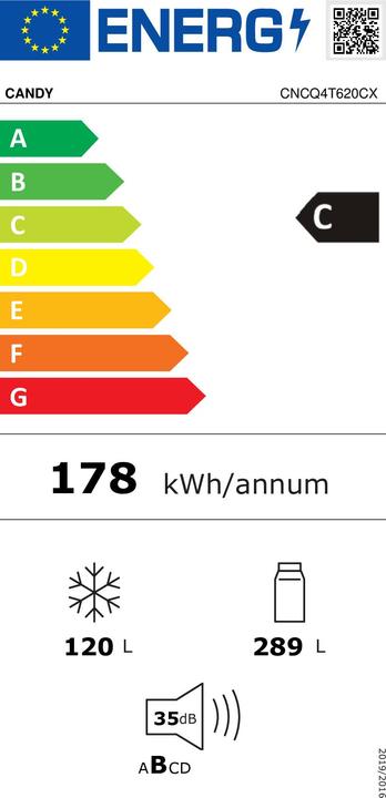 Energy Label Candy CNCQ4T620CX (409 l)