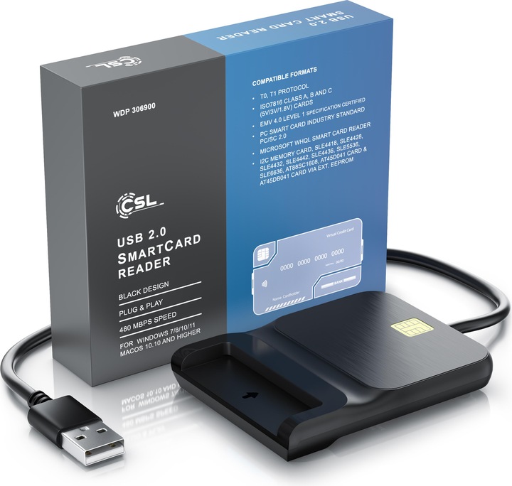 Immagine prodotto CSL Lettore di smart card USB, lettore di SmartCard/SIM, Plug&Play, compatibile con Mac OS X e Windows (USB)