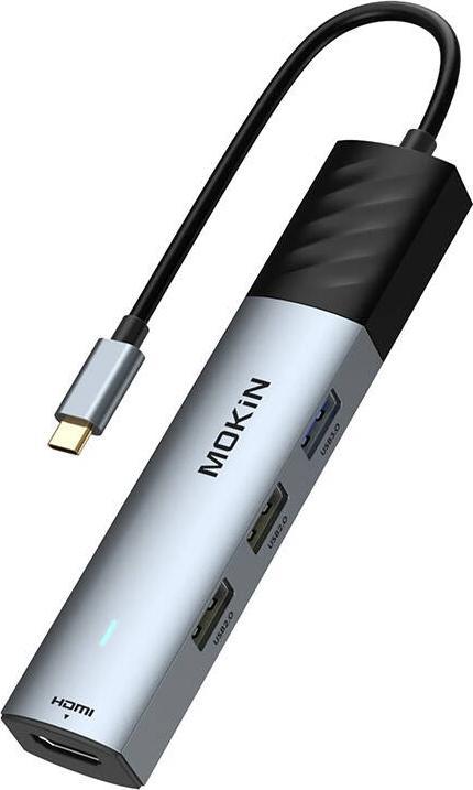 Produktbild Mokin HUB 5in1 USB-C PD 3.0 100W (silver) (USB-C, 5 Ports)