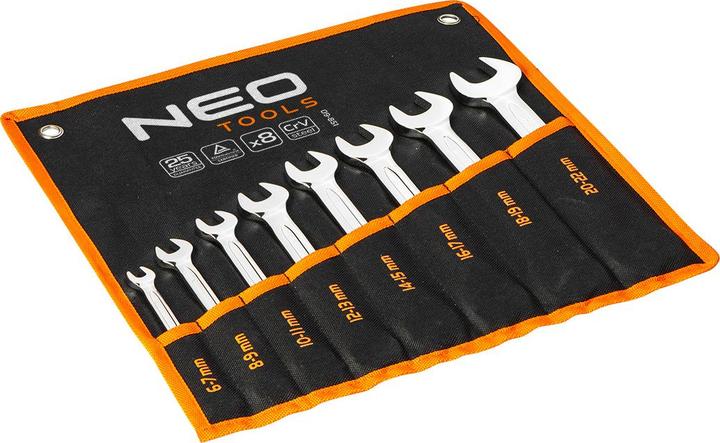 Actual product image Neo Flat spanner set 6-22mm 8 pcs (09-851)