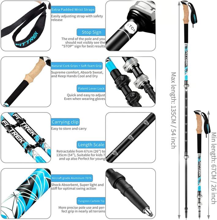 Actual product image FitTrek Teleskop-Trekkingstöcke mit Korkgriff