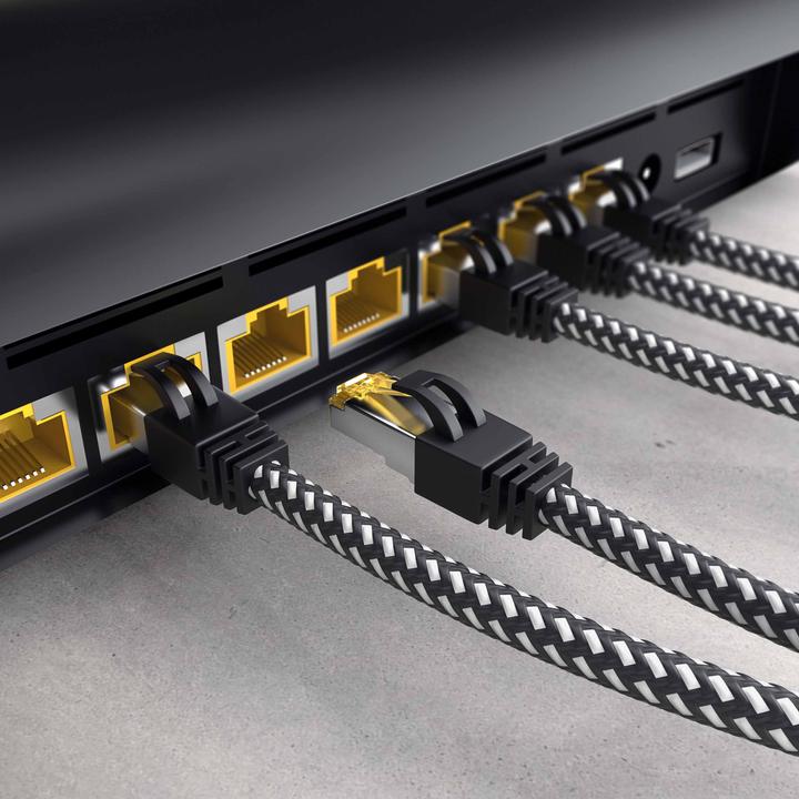 Immagine prodotto Primewire Cavo di rete CAT.7 con rivestimento in cotone, cavo LAN Gigabit Ethernet CAT 7, cavo patch 10000 (S/FTP, CAT7, 15 m)