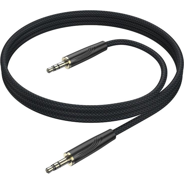 Borofone Kabel AUX BL23 Verfeinert - Klinkenstecker 3,5mm auf Klinkenstecker 3,5mm - 1 Meter Schwarz (1 m), Cavo audio
