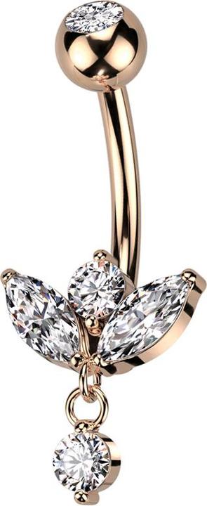 Immagine prodotto Star Piercing Banane rosegold mit Kugel Kristall silber Spross Anhänger Kristall (Ottone, Acciaio chirurgico 316L)