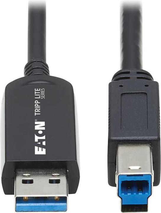 Actual product image Eaton USB 3.2 Gen 1 Plenum-Rated Fiber Active Optical Cable AOC - 5 Gbps A to B M/M Black (USB 3.2 Gen 1)