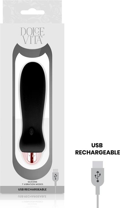 Actual product image Dolce Vita Rechargeable Vibrator Five Black 7 Speeds