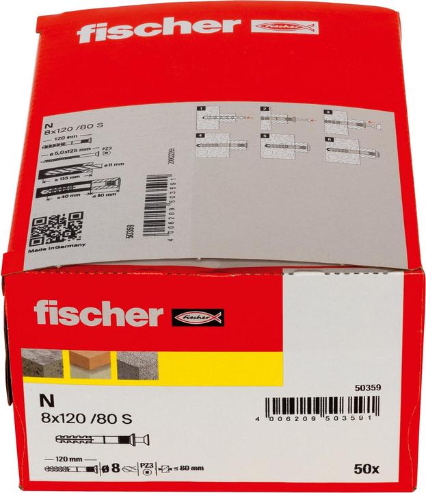 Image du produit Fischer Tampon à clouer N 8x120/80 S (50 pcs)