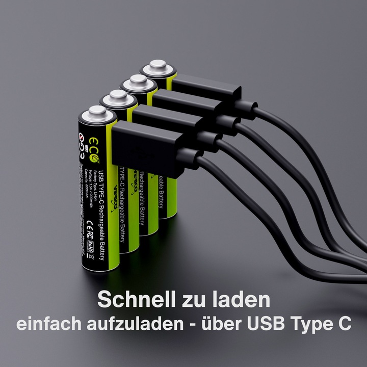 Productafbeelding Verico Li-Ion USB-C Micro AAA Batterij 1.5V 900mWh 600mAh oplaadbaar via USB (4 Pcs., AAA, 600 mAh)