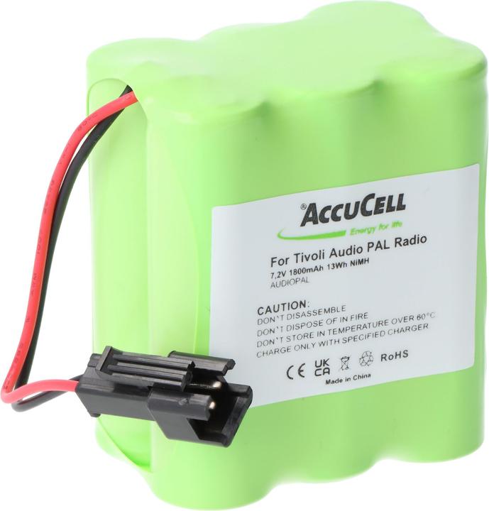 Produktbild AccuCell Akku passend für Tivoli Audio PAL Radio, iPAL Radio, MA-1, -2,-3 mit 1800mAh