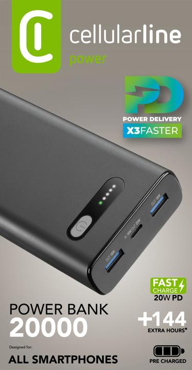 Produktbild Cellularline CELLULAR L& CLL PB FAST 20000 BK (20000 mAh, 20 W, 74 Wh)