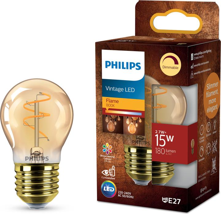 Produktbild Philips Vintage LED (E27, 2.60 W, 136 lm, 1 x, F)
