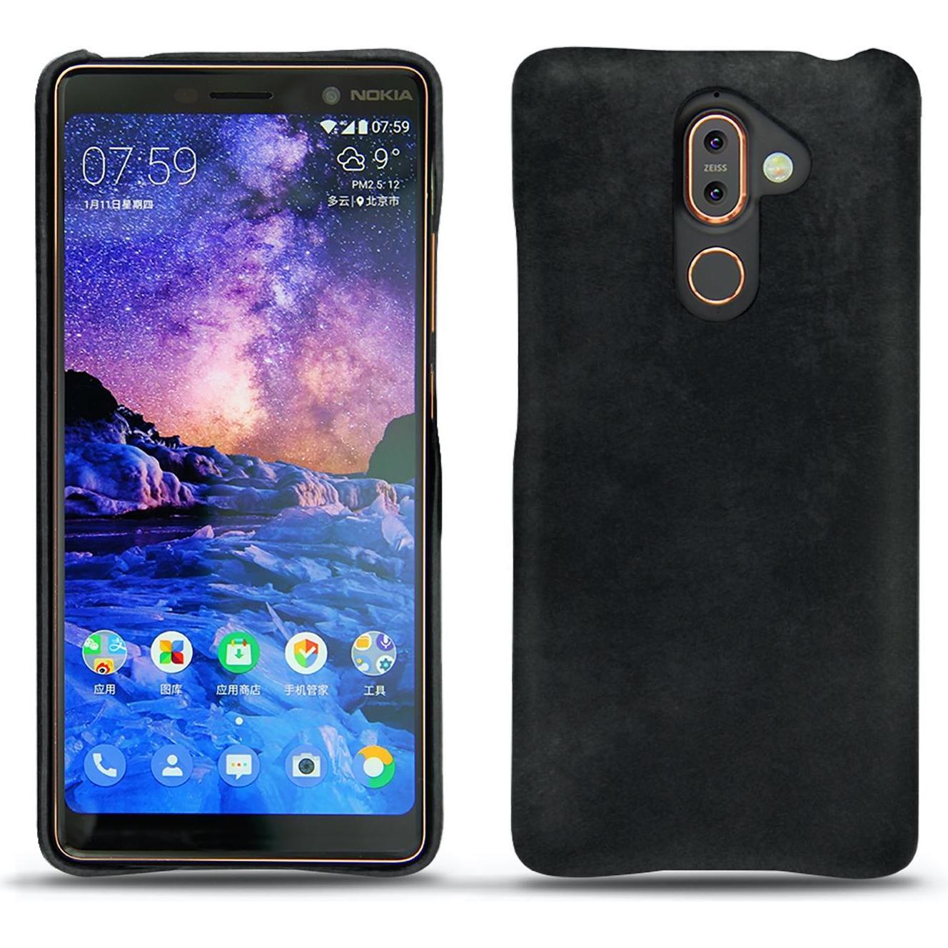Noreve Lederschutzhülle (Nokia 7 Plus), Smartphone Hülle, Schwarz