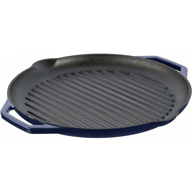 Grand Feu Enameled Ribbed Cast Iron Frying Pan Blu, Pfanne + Kochtopf, Blau