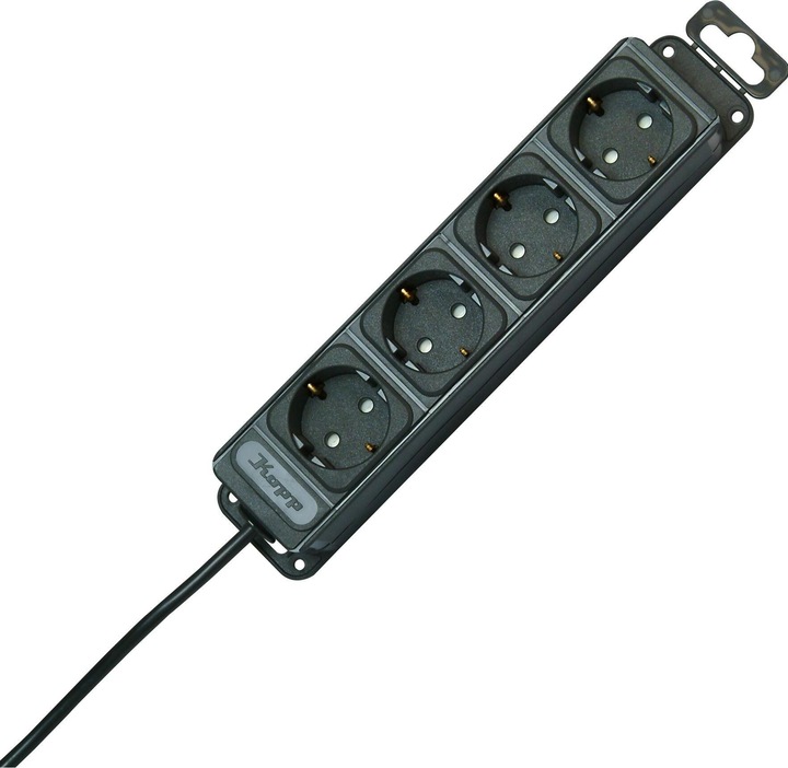 Actual product image Kopp Power strip without switch 4gang anthracite protective contact 127115016 (4 x, CEE 7/3, 1.40 m)
