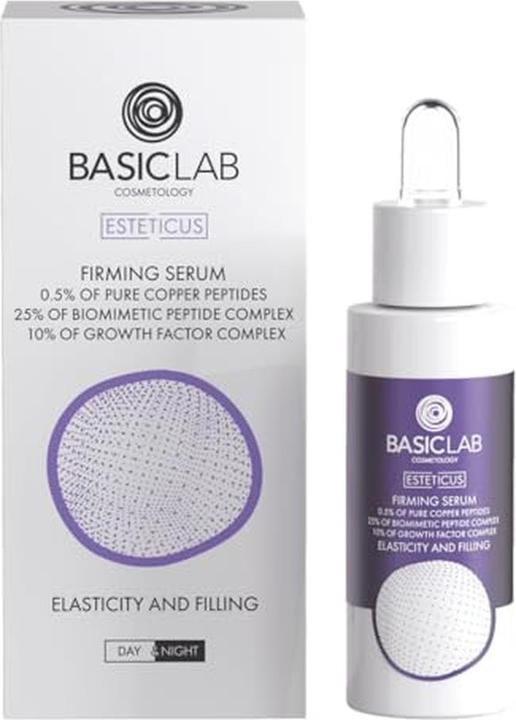 Immagine prodotto BasicLab Siero rassodante Esteticus 0,5% Pepidi di rame. 25% Complesso di Peptidi Biomimetici. 10% Crescita (30 ml)