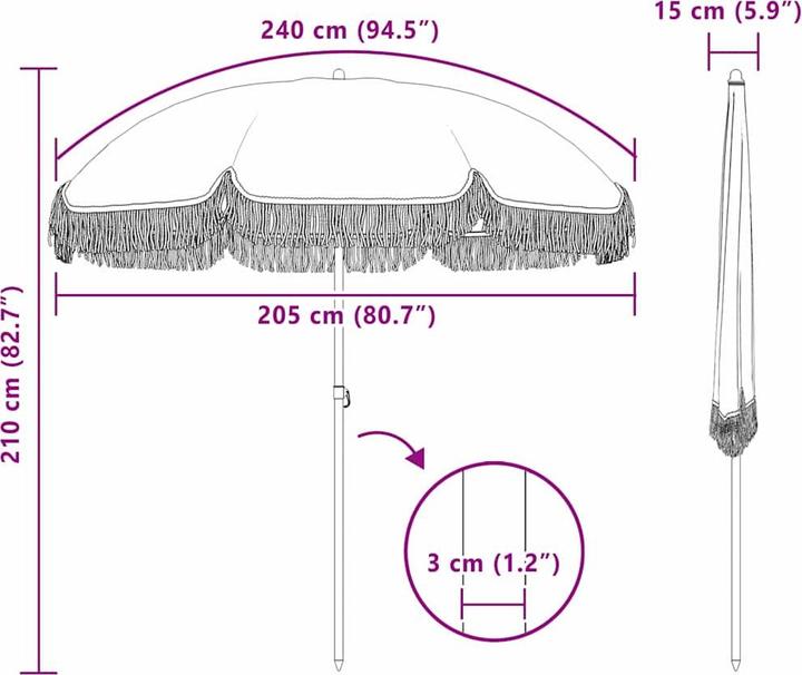 Immagine prodotto vidaXL Strandparasol (2.05 m)