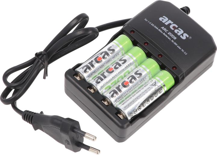 Produktbild Arcas Ladegerät inklusive 4 Mignon AA NiMH Akkus mit 2700mAh zum Sparpreis