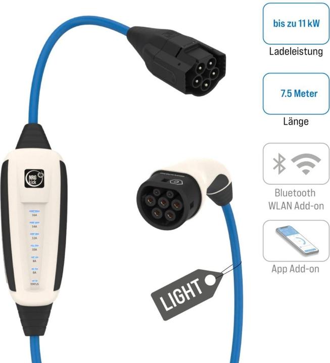 Image du produit NRGkick 16A Pure light 7,5m 87701000 mobile Ladestation (Type 2, 11 kW, 16 A)