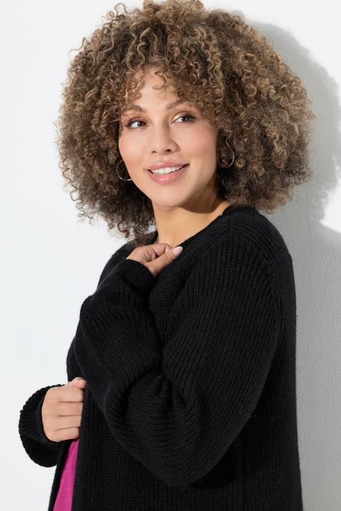 Immagine prodotto Ulla Popken Cardigan lungo con abbottonatura, scollo a V e maniche lunghe (42, 44)