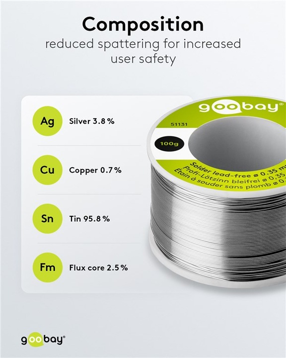 Produktbild Goobay Profi-Lötzinn bleifrei, ø 0,35 mm, 100 g (Lötzinn)