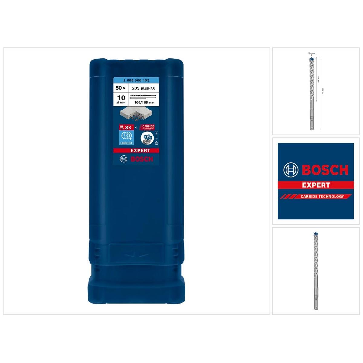 Thumbnail - Bosch Professional Zubehör, Bohrereinsatz, EXPERT SDS plus-7X Hammerbohrer, 10 x 100 x 165 mm, 50-tlg. (10 Millimeter)