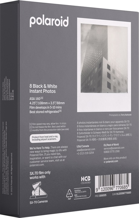 Actual product image Polaroid B&W Film SX-70 (8Photos) (SX-70)