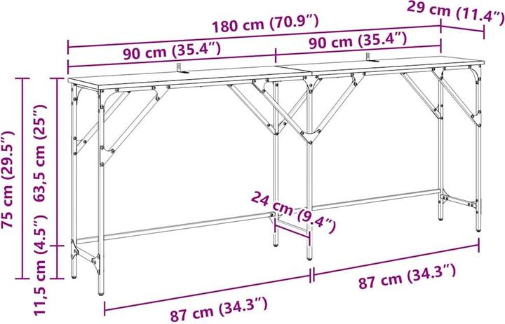 Produktbild vidaXL Konsolentisch (180 x 30 x 75 cm)
