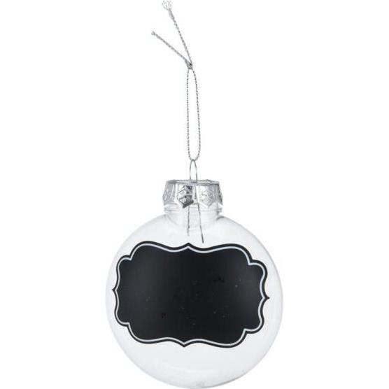 Christbaumschmuck, Transparente Weihnachtskugeln mit Kreideetiketten, 5 Stück. (4 -teilig)