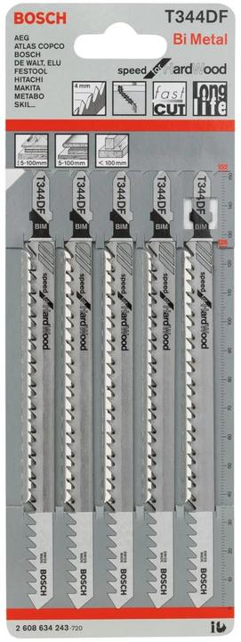 Actual product image Bosch Professional Zubehör PRO Hardwood fast T344DF Jigsaw blade, 152 mm, 5 pcs.