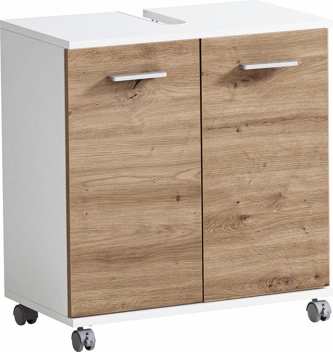 Blanc mat, décor chêne artisan