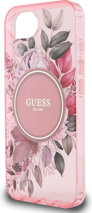 Immagine prodotto Guess Case IML Flowers MagSafe for iPhone 16e pink (Apple iPhone 16e)