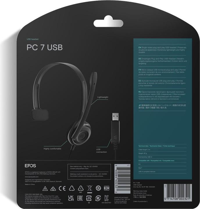Image du produit EPOS PC 7 - Casque (Filaire, USB-A)