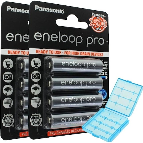 Panasonic Eneloop Pro und AccuCell AkkuBox (8 Stk., AA, 2500 mAh), Batterien + Akkus