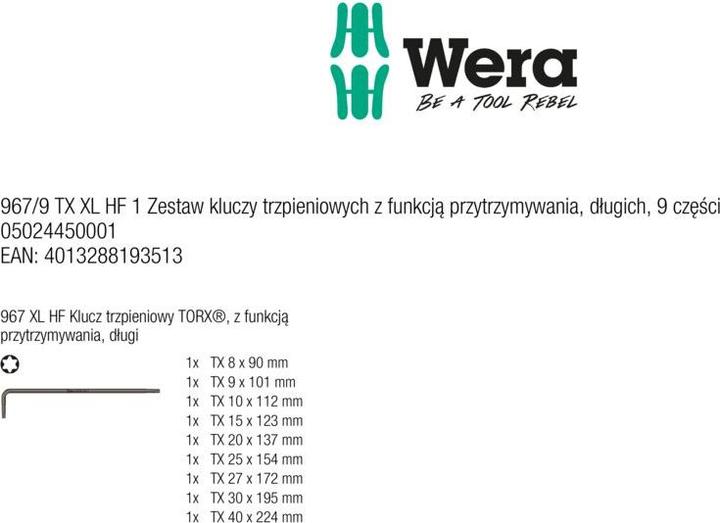 Image du produit Wera 967/9 Tx XL Hf 1