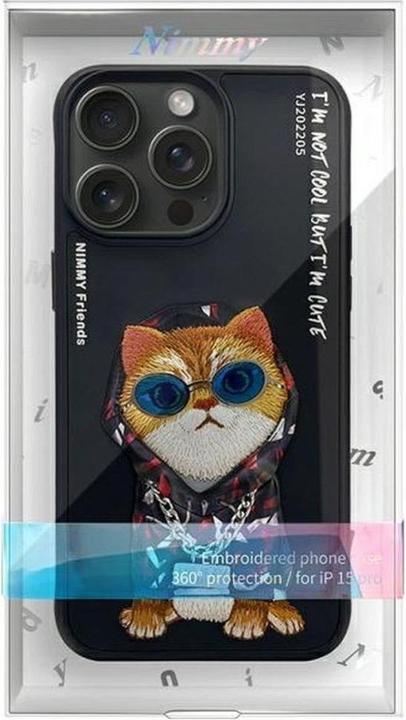 Immagine prodotto Nimmy case iPhone 15 Pro Max 6.7" black Glasses Cool Cat (Apple iPhone 15 Pro Max)