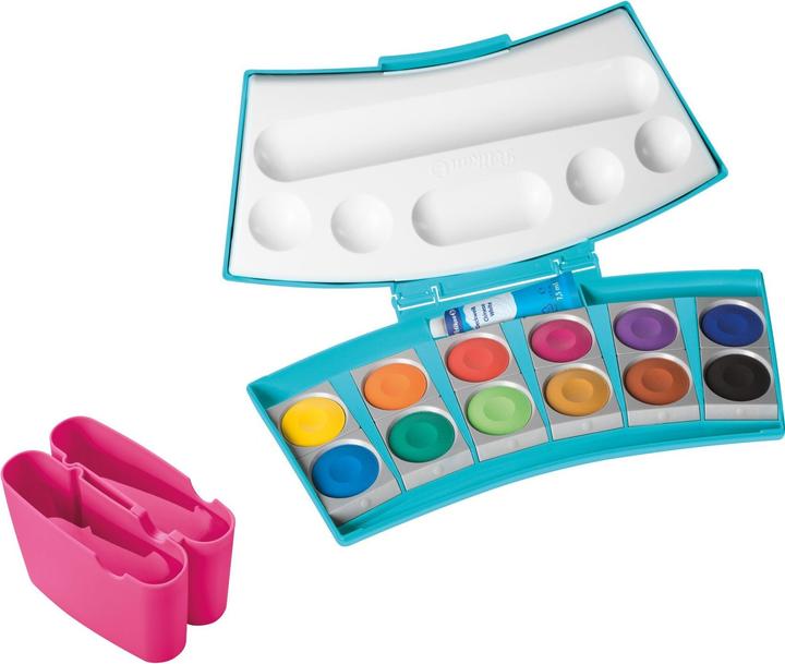 Image du produit Pelikan Couleurs fluorescentes Coffret d'encre opaque 12 couleurs, turquoise et rose (Turquoise, Pink, 12 ml)