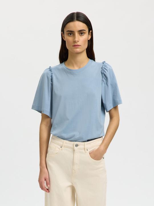 Produktbild Selected Gerüschtes Baumwoll T-Shirt (M)