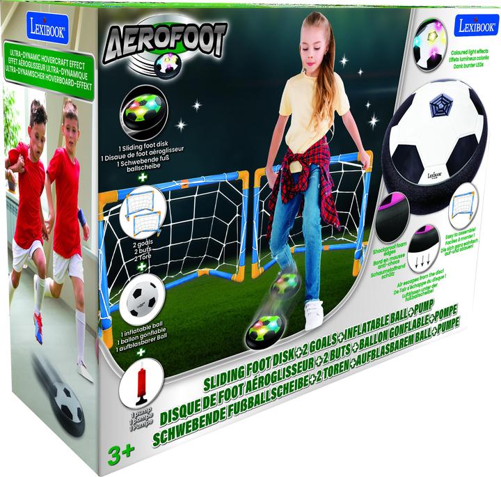 Immagine prodotto Lexibook AeroFoot - Disco da calcio in schiuma Hovercraft illuminato con 2 porte (Multilingue)