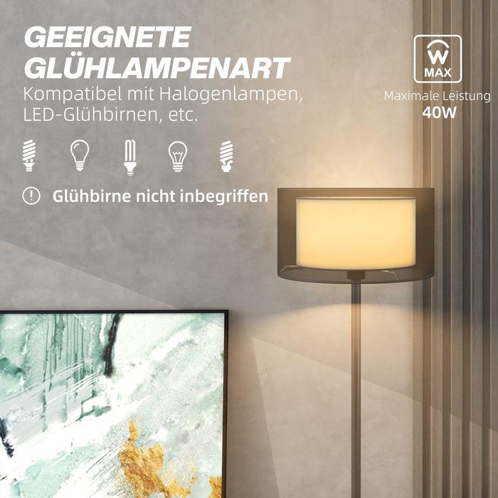 Actual product image Swisshandel24 Stehlampe, zweifarbiger Lampenschirm, Fussschalter, Metall, Schwarz (E27)