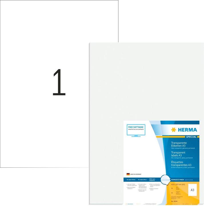 Actual product image Herma Transparent labels A3