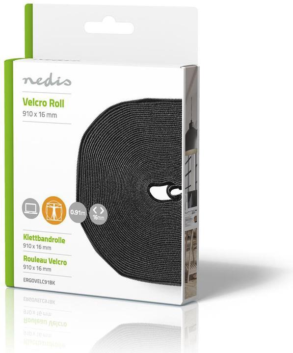 Image du produit Nedis Rouleau de velcro pour câbles 910 x 1.6 cm Noir Unisexe (16 mm)