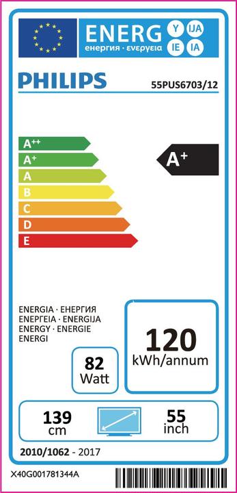 Label énergétique Philips 55PUS6703/12 (55", LCD, 4K, 2018)