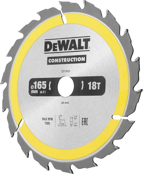 Produktbild DeWalt Wolframcarbid Kreissägeblatt, Ø 165mm
