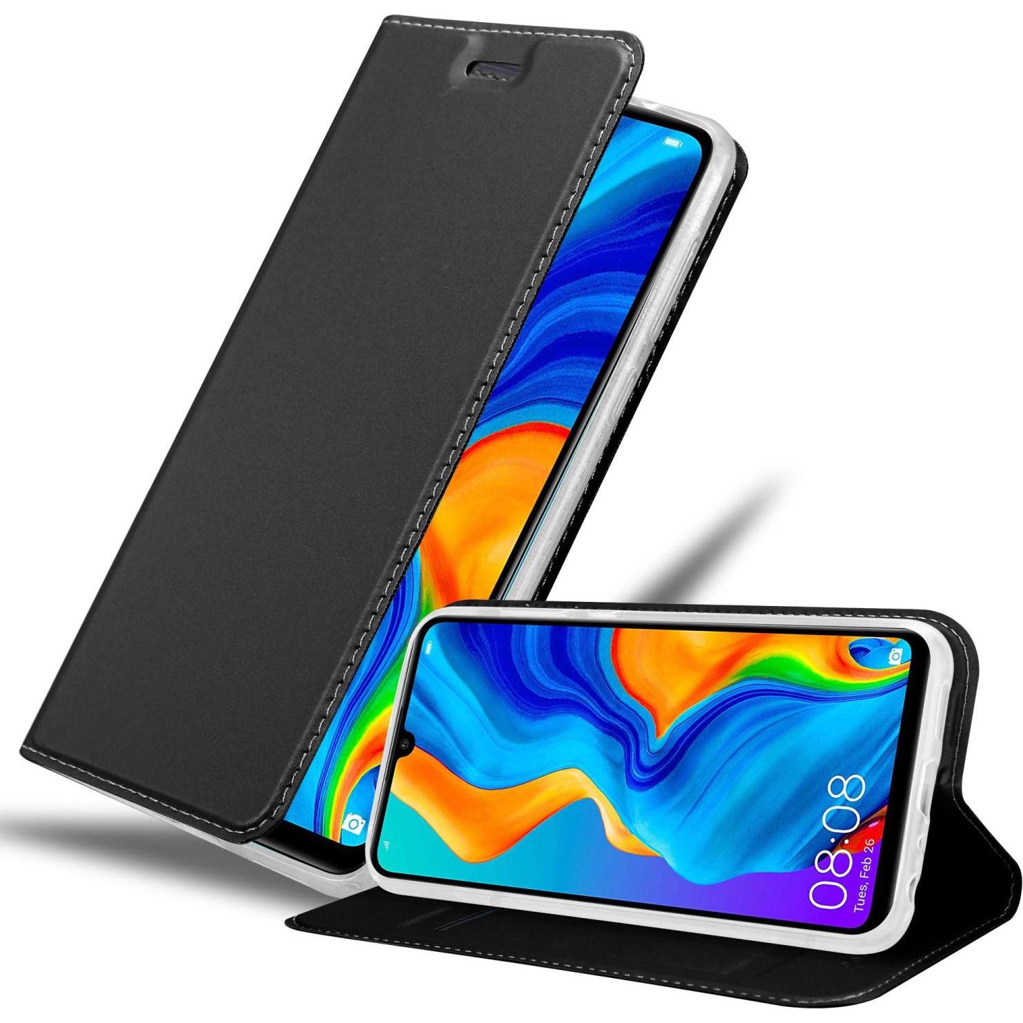 Cadorabo Book Classy Style Cover (Huawei P30 Lite), Smartphone Hülle, Schwarz