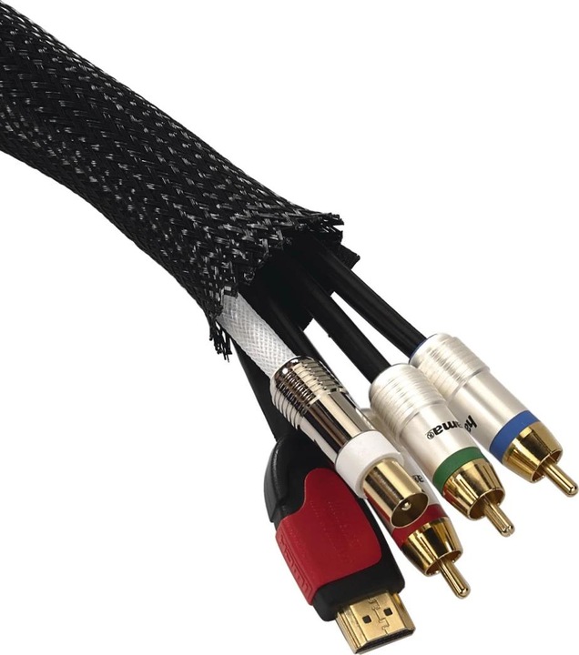 Produktbild Hama Flexibler Gewebe-Kabelschlauch, universal, 20 - 40 mm, 1,8 m, Schwarz (Kabelschlauch, 180 cm)