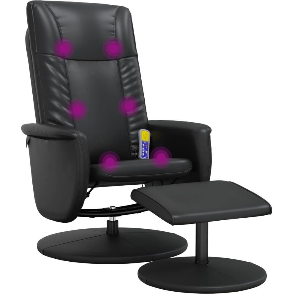 Thumbnail - VidaXL, Massageliege + Massagesessel, Massagesessel mit Fusshocker Schwarz Kunstleder,Farbe
