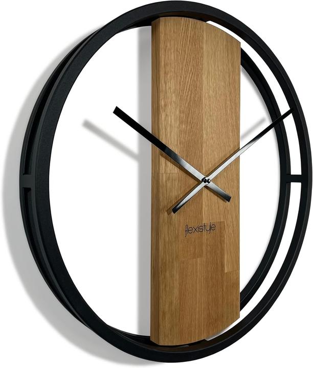 Produktbild Flexistyle Wanduhr, oval, stille Gangart, 3D-Optik, modernes Design (50 cm)