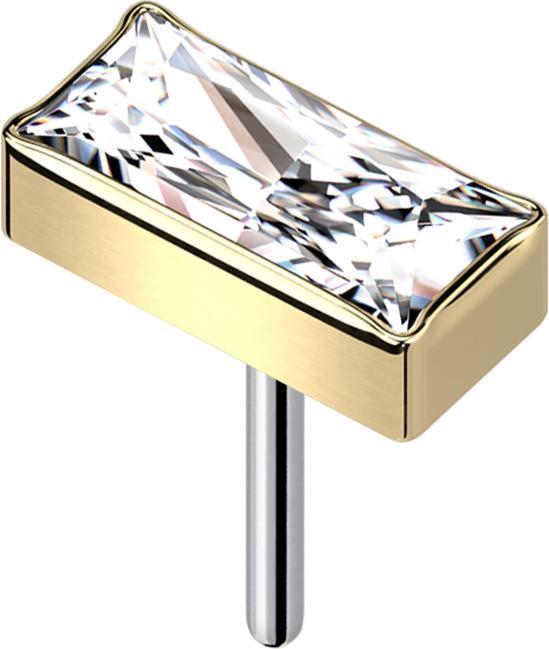 Image du produit Star Piercing Threadless rectangle plaqué or cristal argent (sans laiton, Titane)