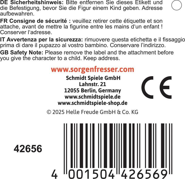 Valori nutrizionali e ingredienti Schmidt Spiele Sorgenfresser Jenna 25 cm (25 cm)