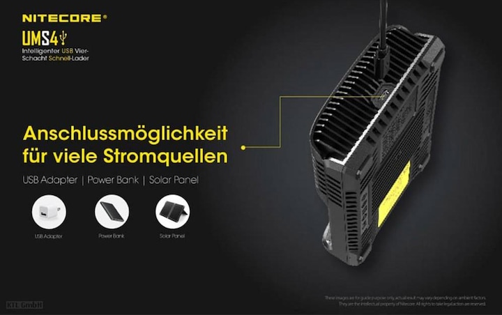 Actual product image Nitecore UMS4 USB quick charger (1 pcs., AAA, AA, Battery + charger)